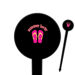 FlipFlop 6" Round Plastic Food Picks - Black - Double Sided (Personalized)