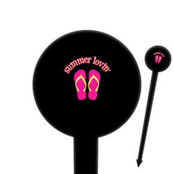 FlipFlop 6" Round Plastic Food Picks - Black - Single Sided (Personalized)