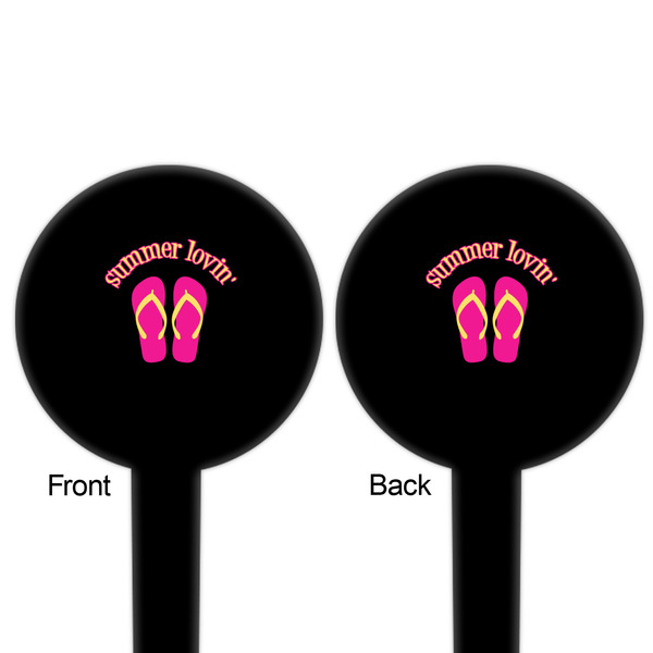 FlipFlop Black Plastic 6" Food Pick - Round - Double Sided - Front & Back