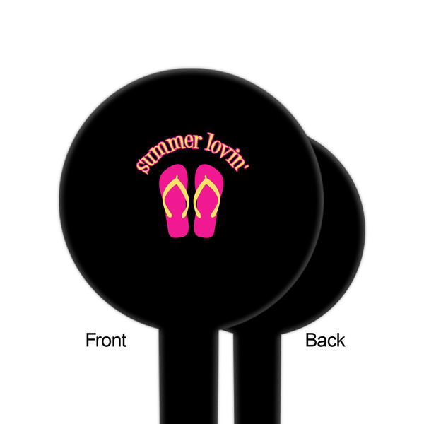 FlipFlop Black Plastic 6" Food Pick - Round - Single Sided - Front & Back