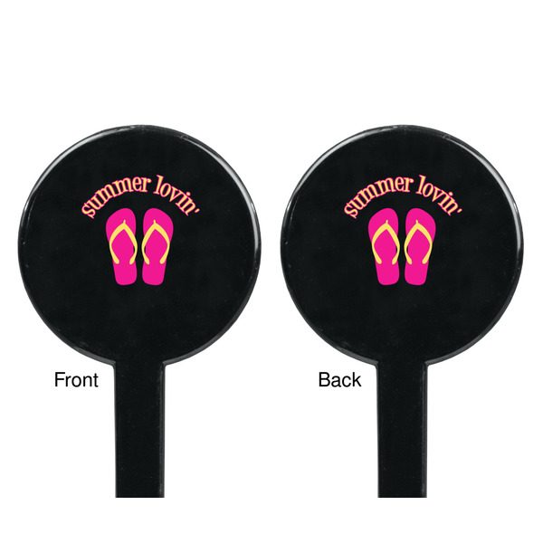 FlipFlop Black Plastic 7" Stir Stick - Double Sided - Round - Front & Back
