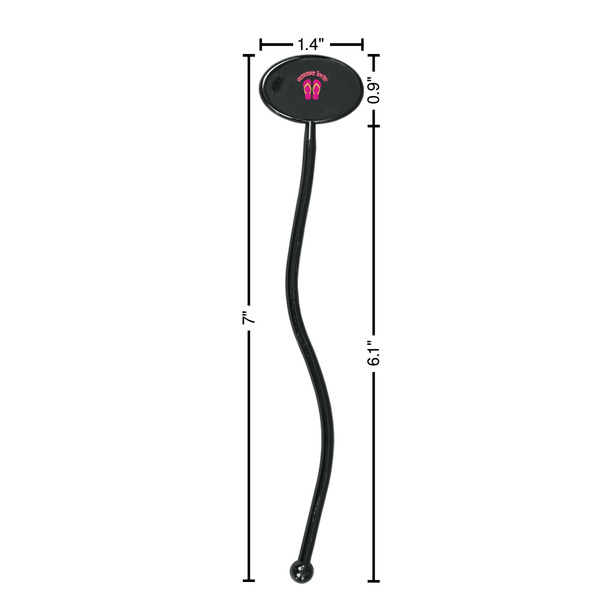 FlipFlop Black Plastic 7" Stir Stick - Oval - Dimensions