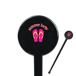 FlipFlop 7" Round Plastic Stir Sticks - Black - Single Sided (Personalized)
