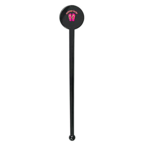 FlipFlop Black Plastic 7" Stir Stick - Round - Single Stick