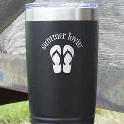 FlipFlop 20 oz Stainless Steel Tumbler - Black - Double Sided (Personalized)
