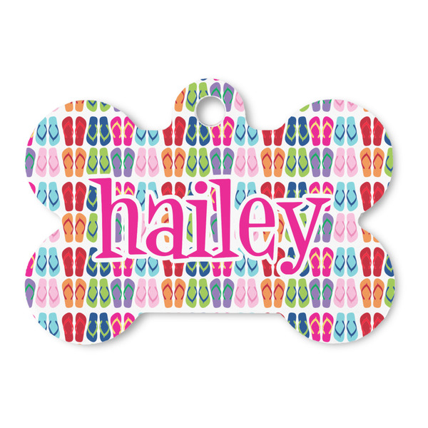Custom FlipFlop Bone Shaped Dog ID Tag (Personalized)