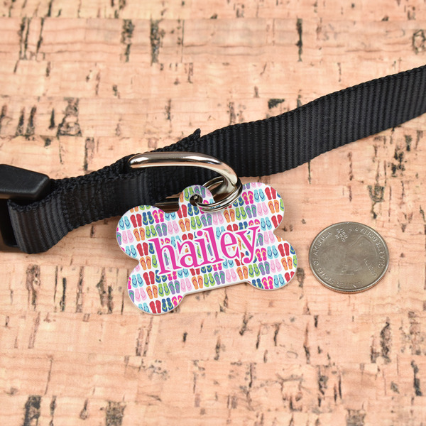 FlipFlop Bone Shaped Dog ID Tag - Large - In Context