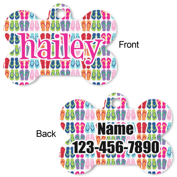 FlipFlop Bone Shaped Dog Tag - Front & Back