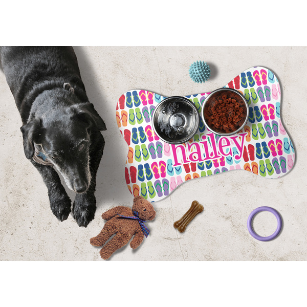 FlipFlop Bone Shaped Mat w/ Food & Water