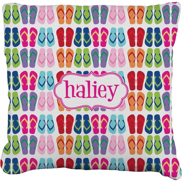 Custom FlipFlop Faux-Linen Throw Pillow 18" (Personalized)