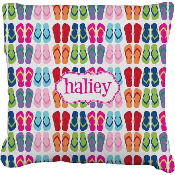 Custom FlipFlop Faux-Linen Throw Pillow 20" (Personalized)