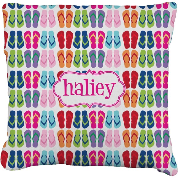Custom FlipFlop Faux-Linen Throw Pillow (Personalized)