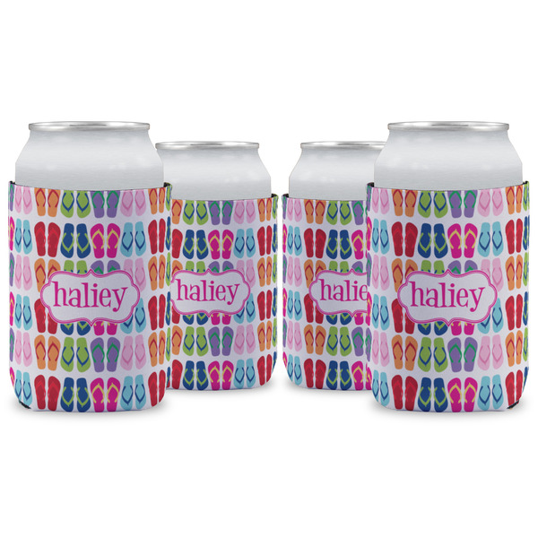 Custom FlipFlop Can Cooler (12 oz) - Set of 4 w/ Name or Text