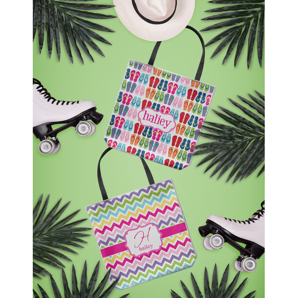 FlipFlop Canvas Tote Lifestyle Front and Back- 13x13