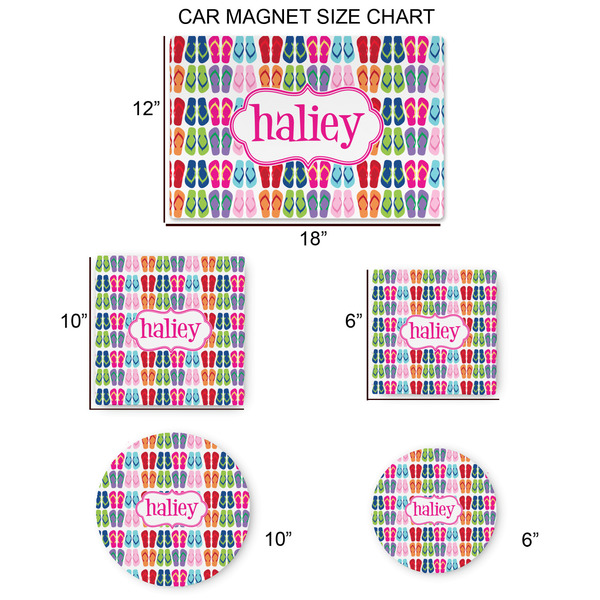 FlipFlop Car Magnets - SIZE CHART