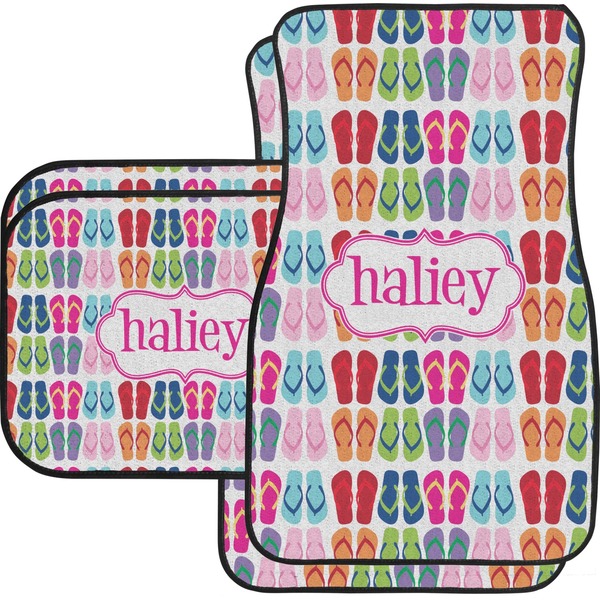Custom FlipFlop Car Floor Mats Set - 2 Front & 2 Back (Personalized)