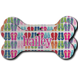 FlipFlop Ceramic Dog Ornament - Front & Back w/ Name or Text