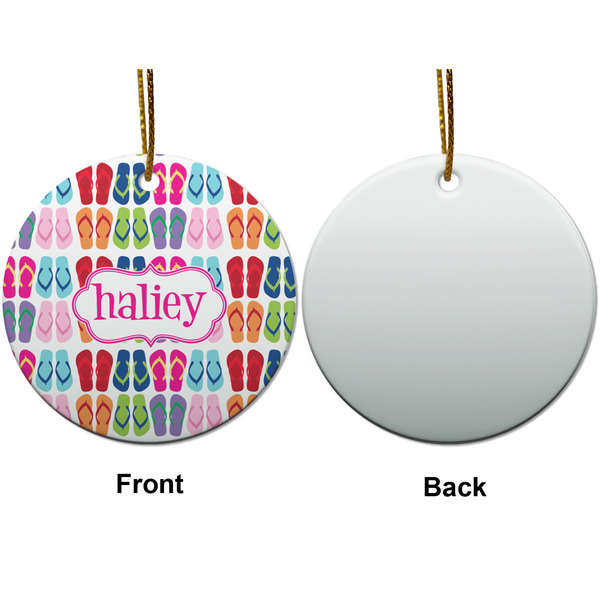 FlipFlop Ceramic Flat Ornament - Circle Front & Back (APPROVAL)