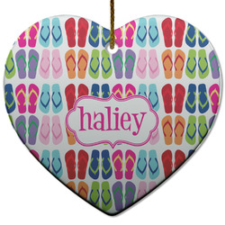 FlipFlop Heart Ceramic Ornament w/ Name or Text