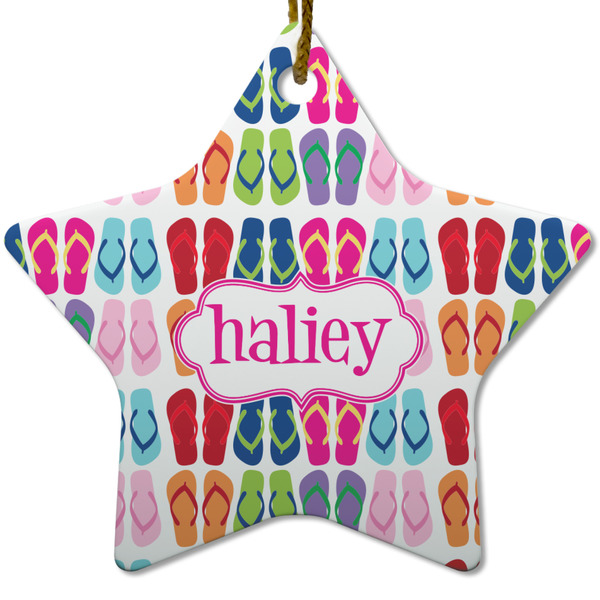 Custom FlipFlop Star Ceramic Ornament w/ Name or Text
