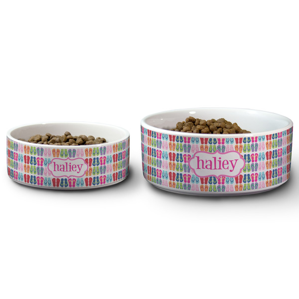 FlipFlop Ceramic Dog Bowls - Size Comparison