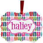 FlipFlop Metal Frame Ornament - Double Sided w/ Name or Text