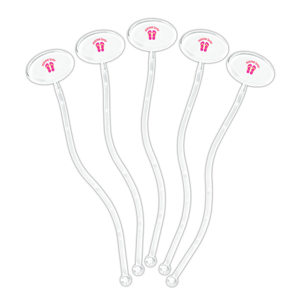 FlipFlop Clear Plastic 7" Stir Stick - Oval - Fan
