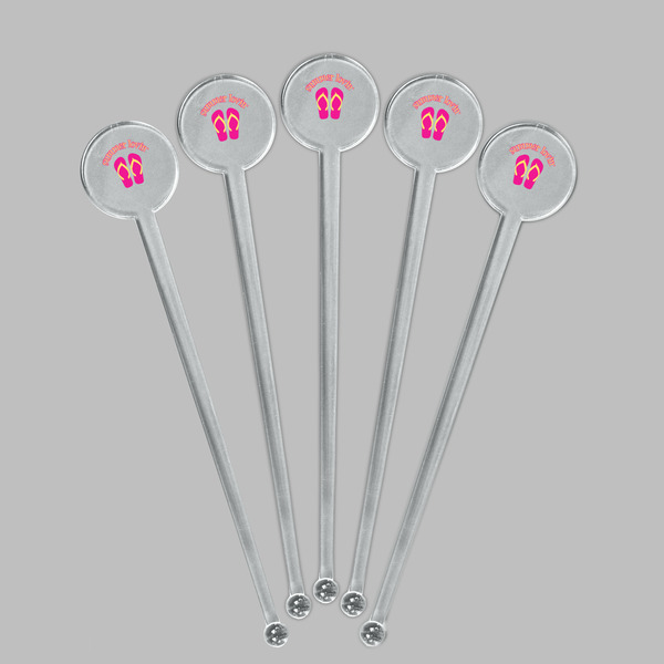 FlipFlop Clear Plastic 7" Stir Stick - Round - Fan View