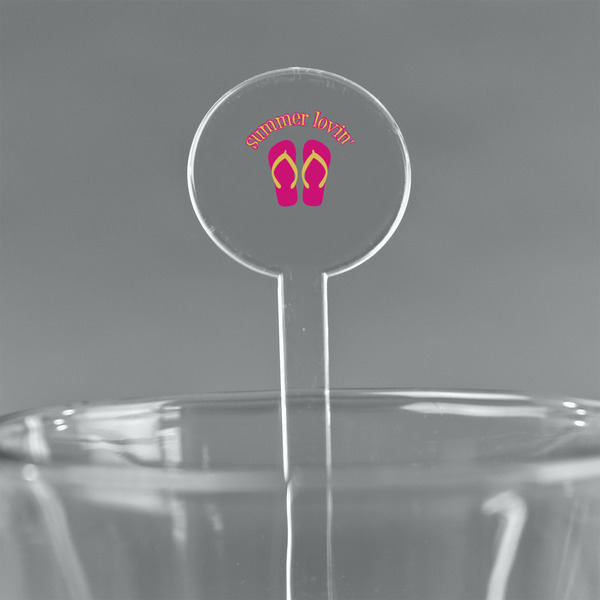 Custom FlipFlop 5.5" Round Plastic Stir Sticks - Clear (Personalized)