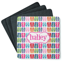 FlipFlop Square Rubber Backed Coasters - Set of 4 (Personalized)
