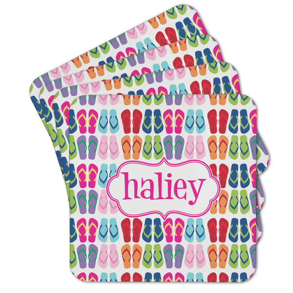 Custom FlipFlop Cork Coaster - Set of 4 w/ Name or Text
