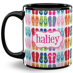 FlipFlop 11 Oz Coffee Mug - Black (Personalized)