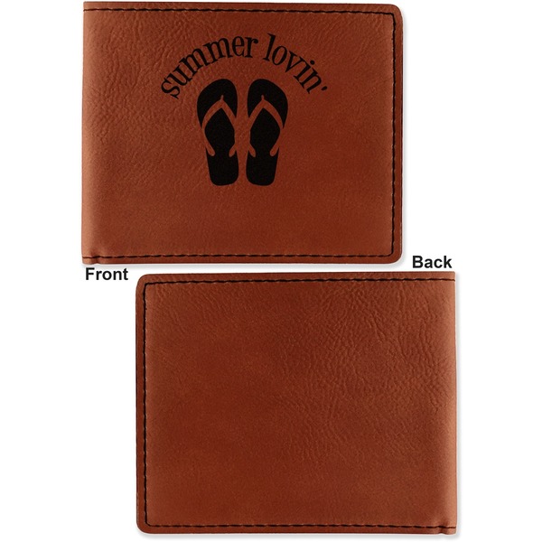 FlipFlop Cognac Leatherette Bifold Wallets - Front and Back Single Sided - Apvl