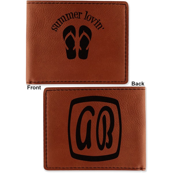 FlipFlop Cognac Leatherette Bifold Wallets - Front and Back
