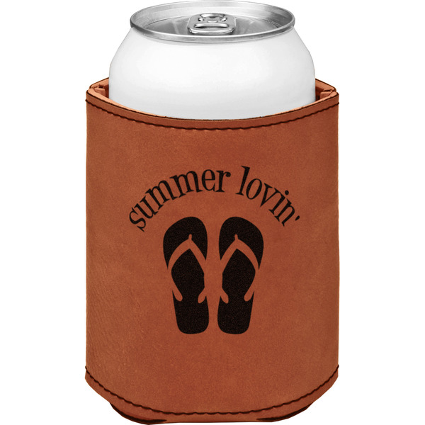 Custom FlipFlop Leatherette Can Sleeve - Double Sided (Personalized)