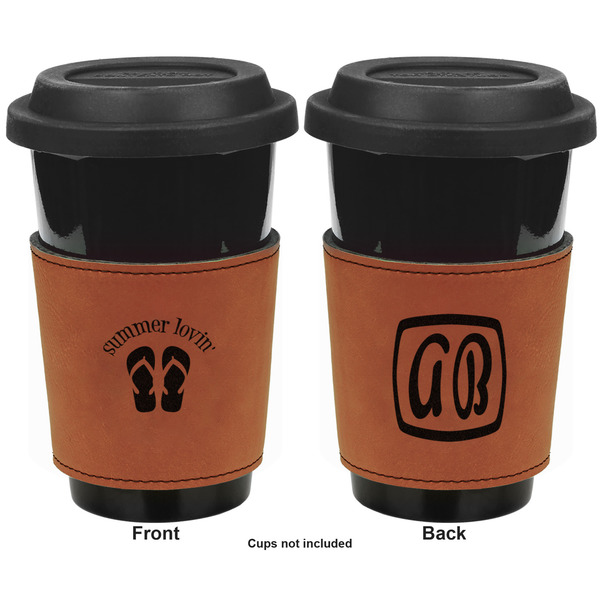 FlipFlop Cognac Leatherette Mug Sleeve - Double Sided Apvl