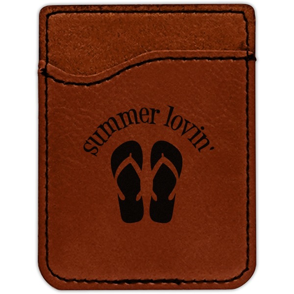 FlipFlop Cognac Leatherette Phone Wallet close up