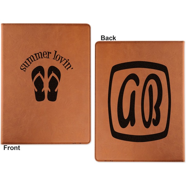 FlipFlop Cognac Leatherette Portfolios with Notepad - Large - Double Sided - Apvl