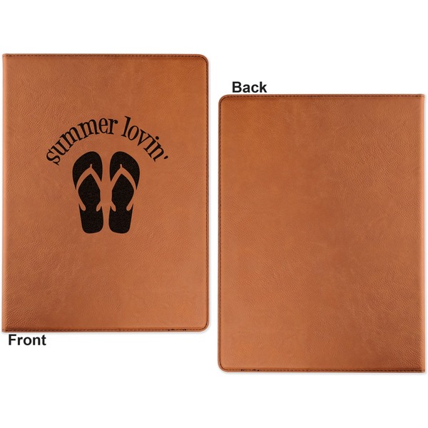 FlipFlop Cognac Leatherette Portfolios with Notepad - Large - Single Sided - Apvl