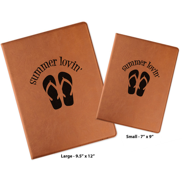 FlipFlop Cognac Leatherette Portfolios with Notepad - Compare Sizes