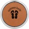 FlipFlop Cognac Leatherette Round Coasters w/ Silver Edge - Single
