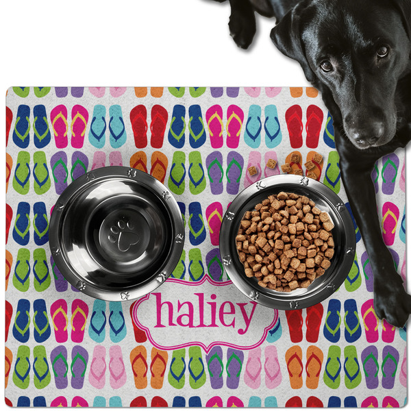 Custom FlipFlop Dog Food Mat - Large w/ Name or Text