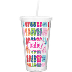 FlipFlop Double Wall Tumbler with Straw (Personalized)
