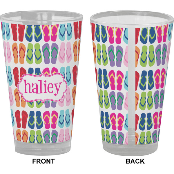FlipFlop Pint Glass - Full Color - Front & Back Views