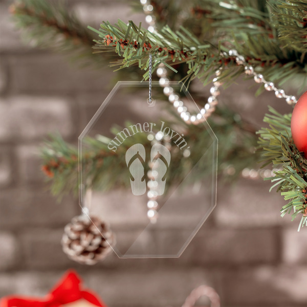 FlipFlop Engraved Glass Ornaments - Octagon (Lifestyle)