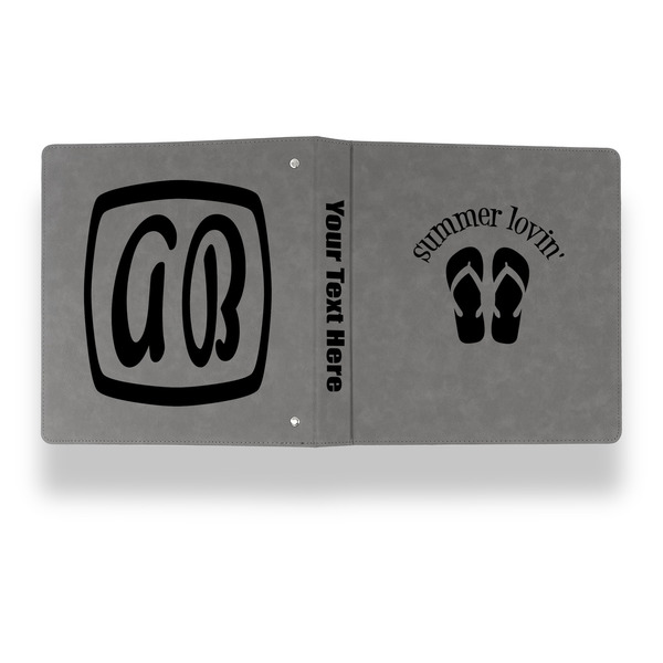 FlipFlop Leather Binder - 1" - Grey - Back Spine Front View