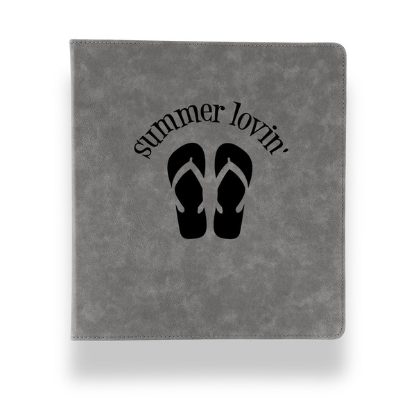 FlipFlop Leather Binder - 1" - Grey - Front View