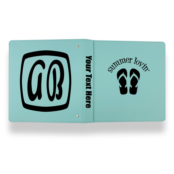FlipFlop Leather Binder - 1" - Teal - Back Spine Front View