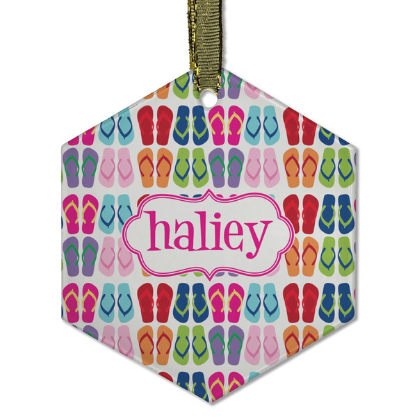 FlipFlop Frosted Glass Ornament - Hexagon