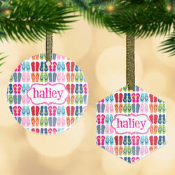 FlipFlop Flat Glass Ornament w/ Name or Text